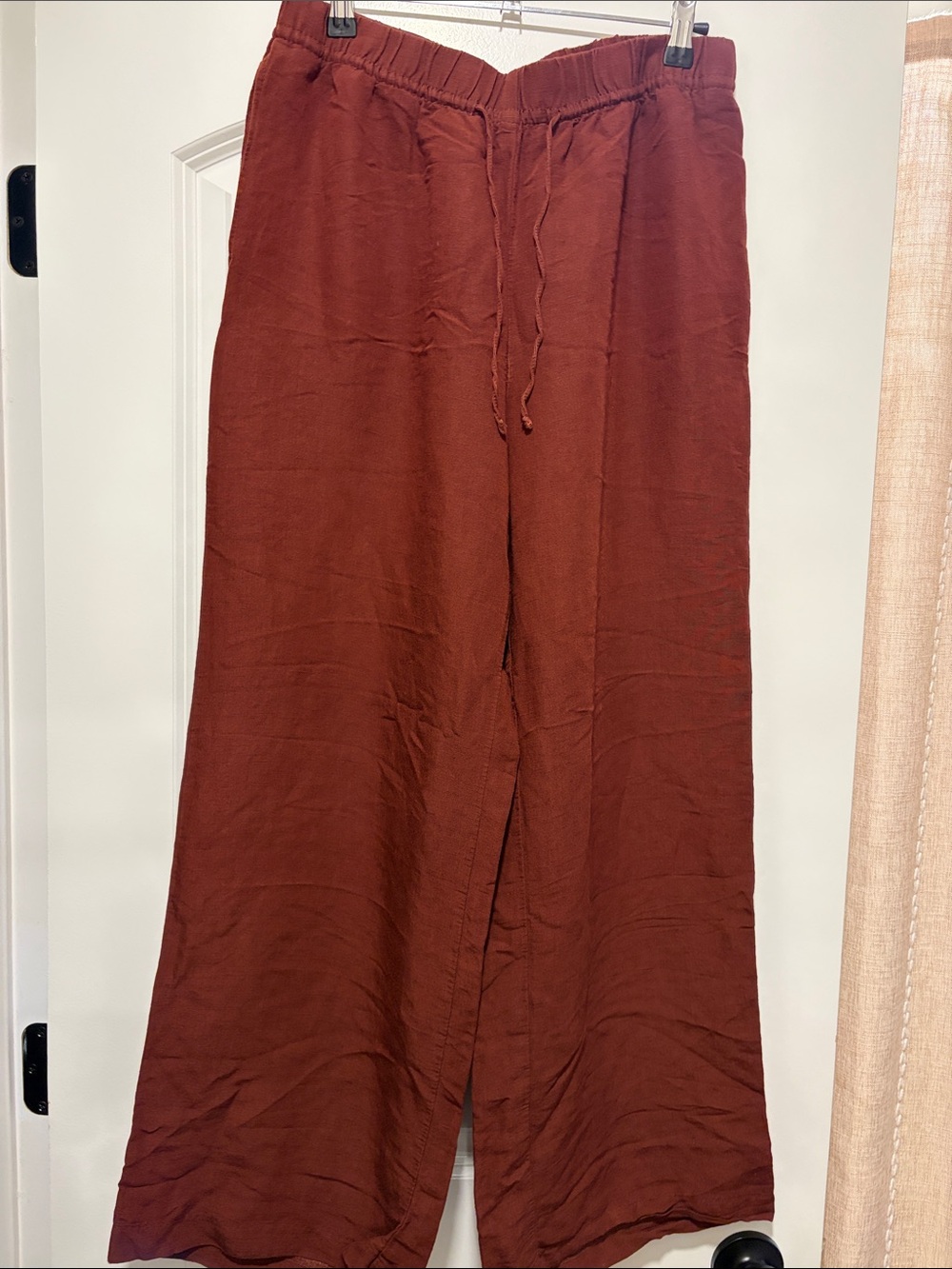 HM Wide Leg Drawstring Pants in Rust